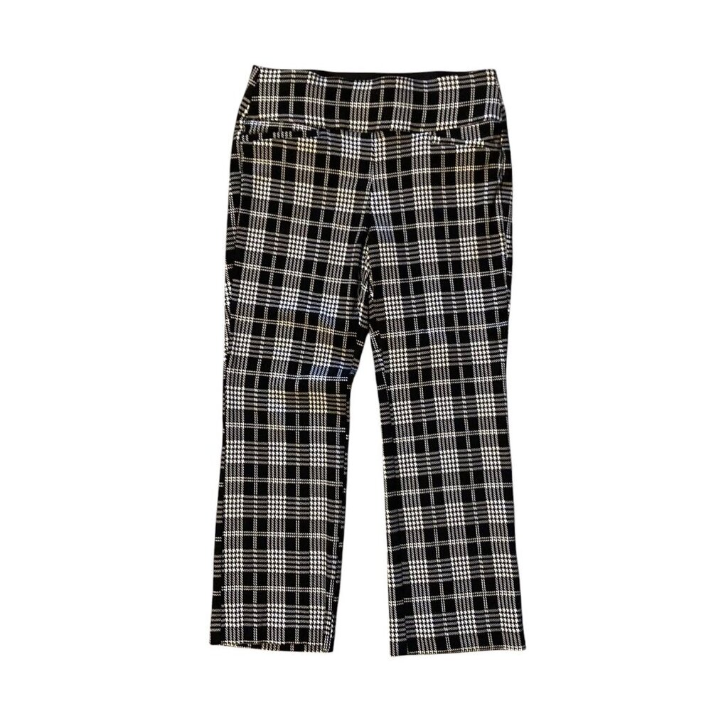Women's APT. 9 Tummy Control Houndstooth Pants BLACK & WHITE Large Short